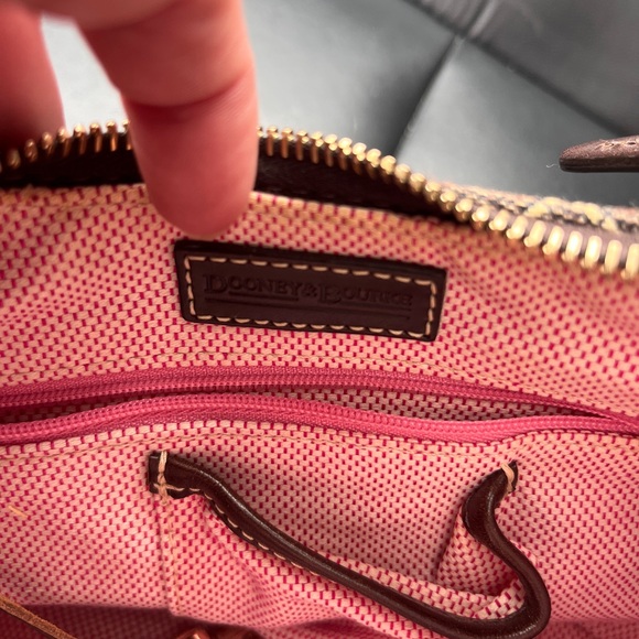 Vintage Y2K Dooney & Bourke Tan With Brown leather trim Small Hobo Bag - Picture 6 of 8